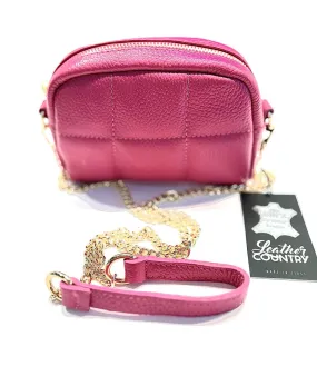 Fuchsia Italian Leather Small Handbag