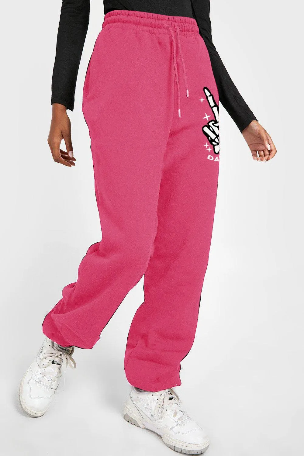 Full Size Drawstring Graphic Long Sweatpants