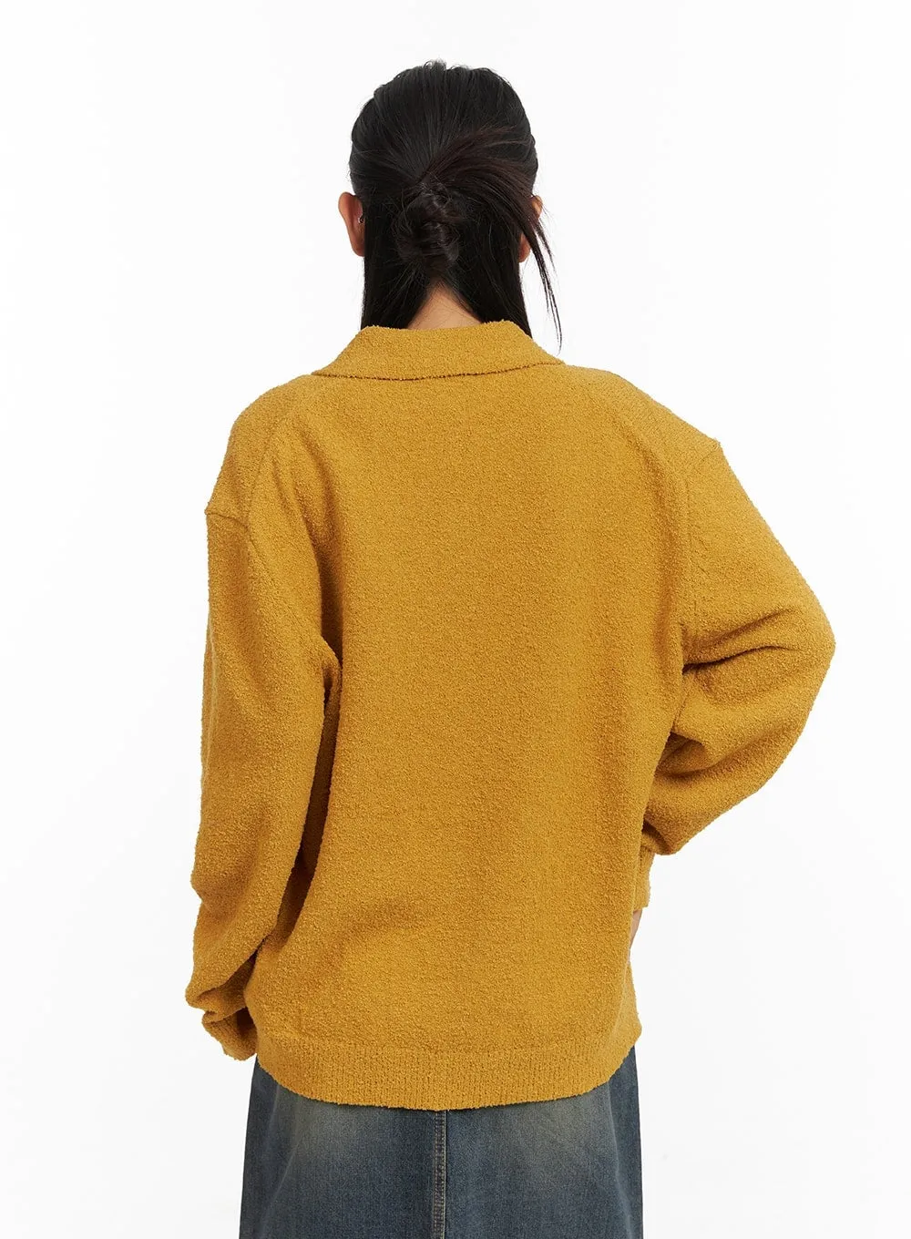 Fuzzy Button-Up Unisex Cardigan CM408