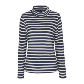 Gabriela Turtleneck Breton stripe top - SR Navy/Ecru