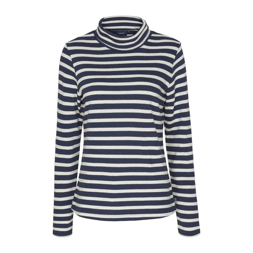 Gabriela Turtleneck Breton stripe top - SR Navy/Ecru