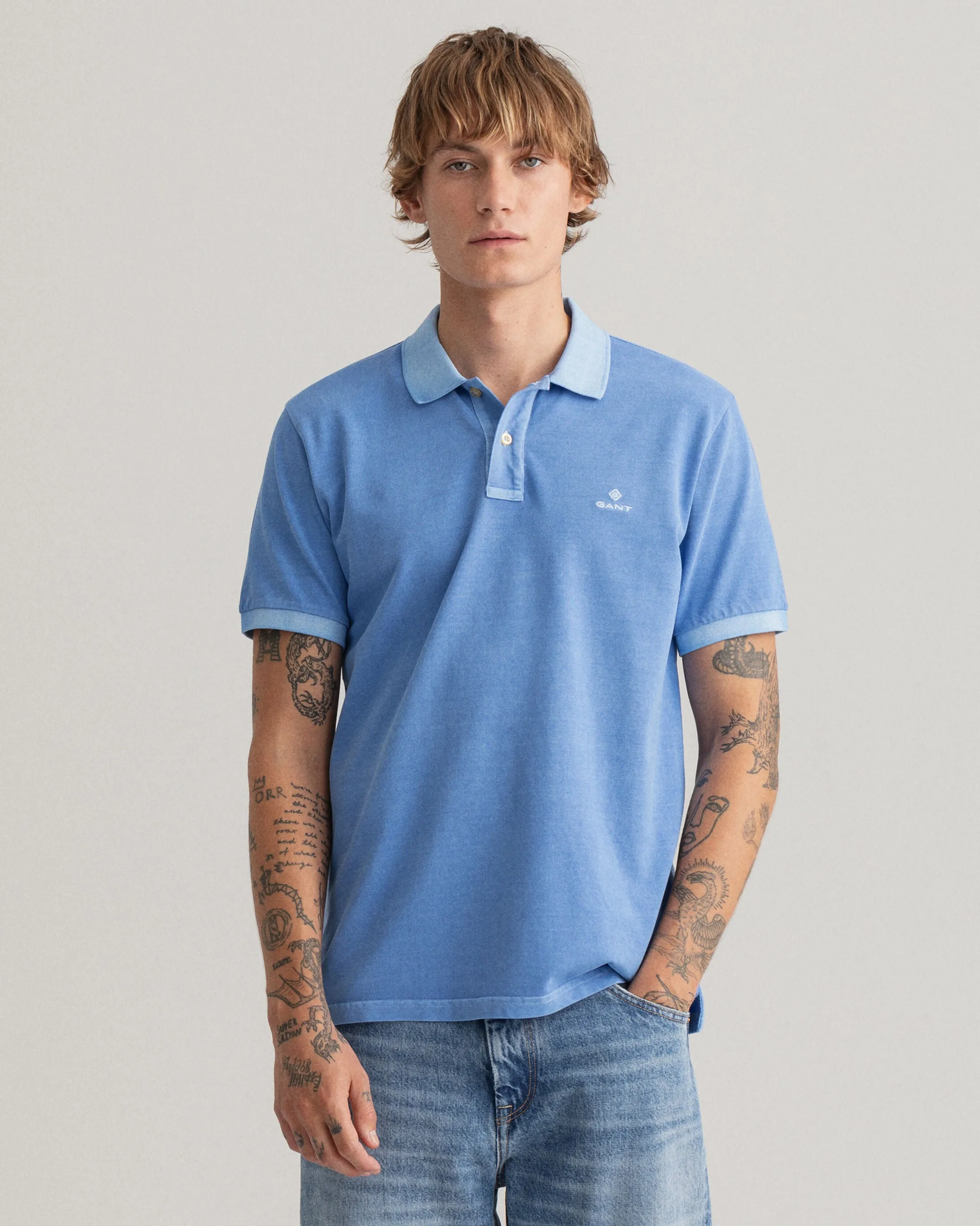 GANT - Sunfaded Piqué Polo Shirt, Day Blue (XXL Only)