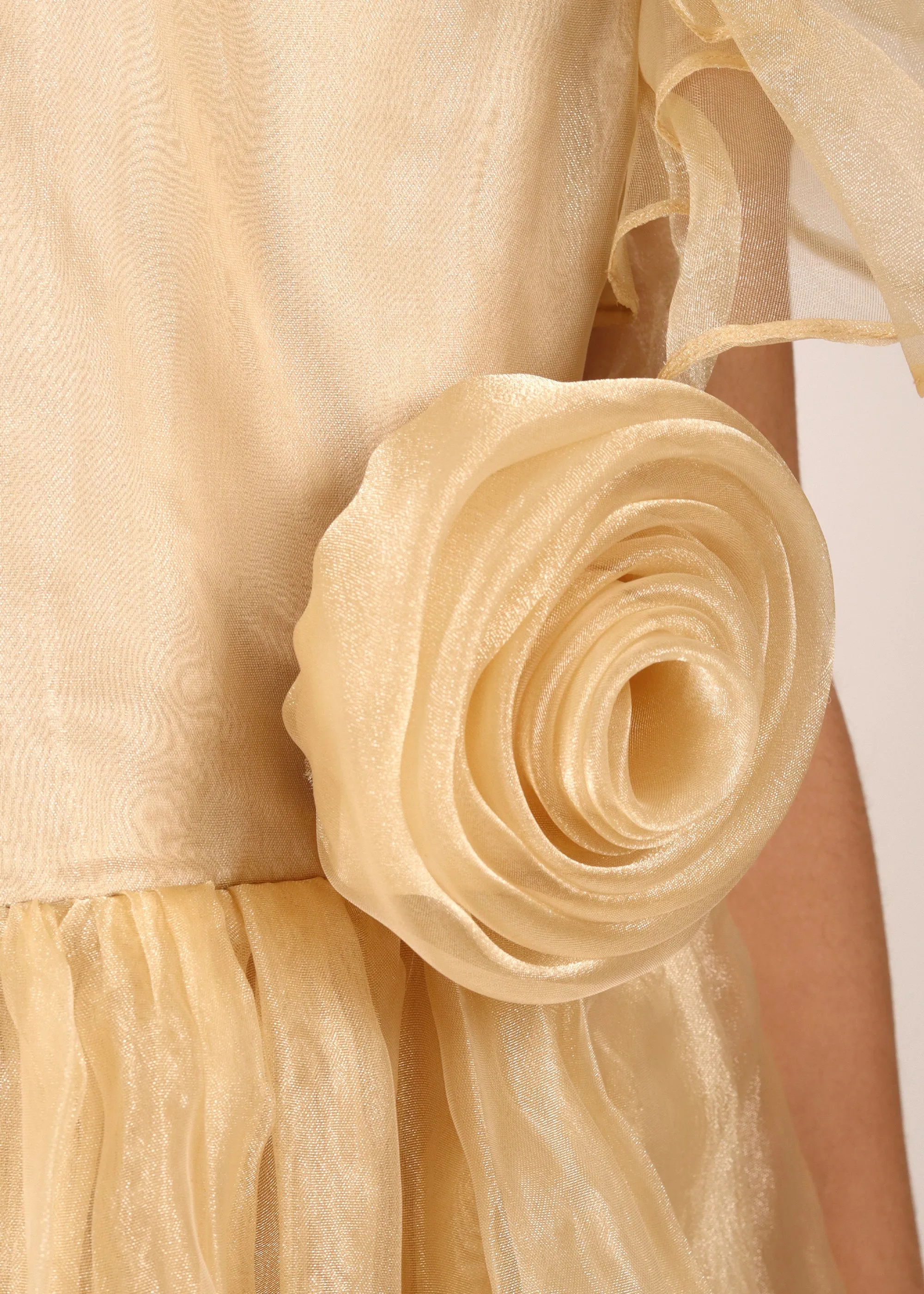 Golden Blossom Organza Dress