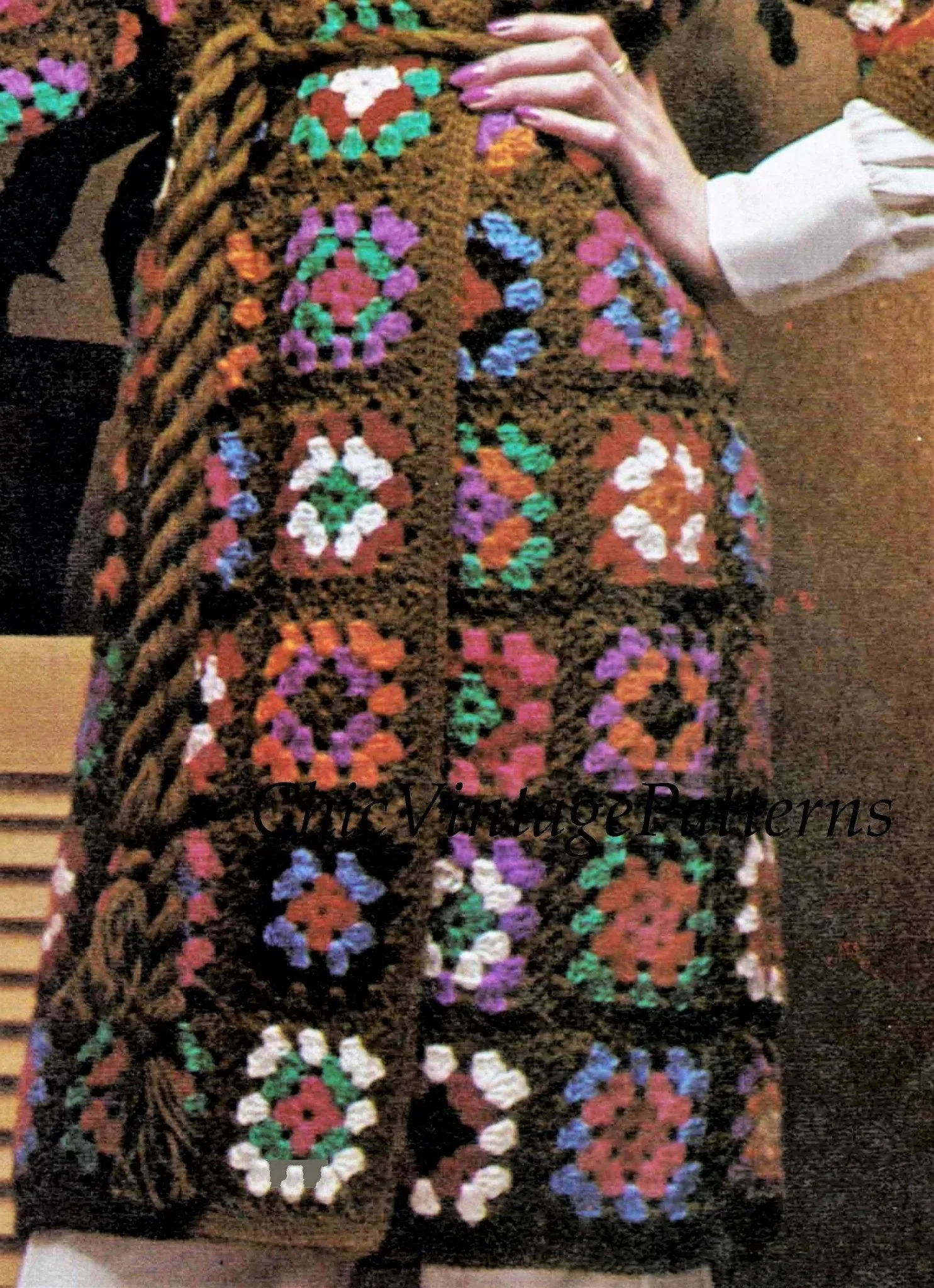 Granny Square Crochet Coat Pattern, Dressing Gown, Instant Download