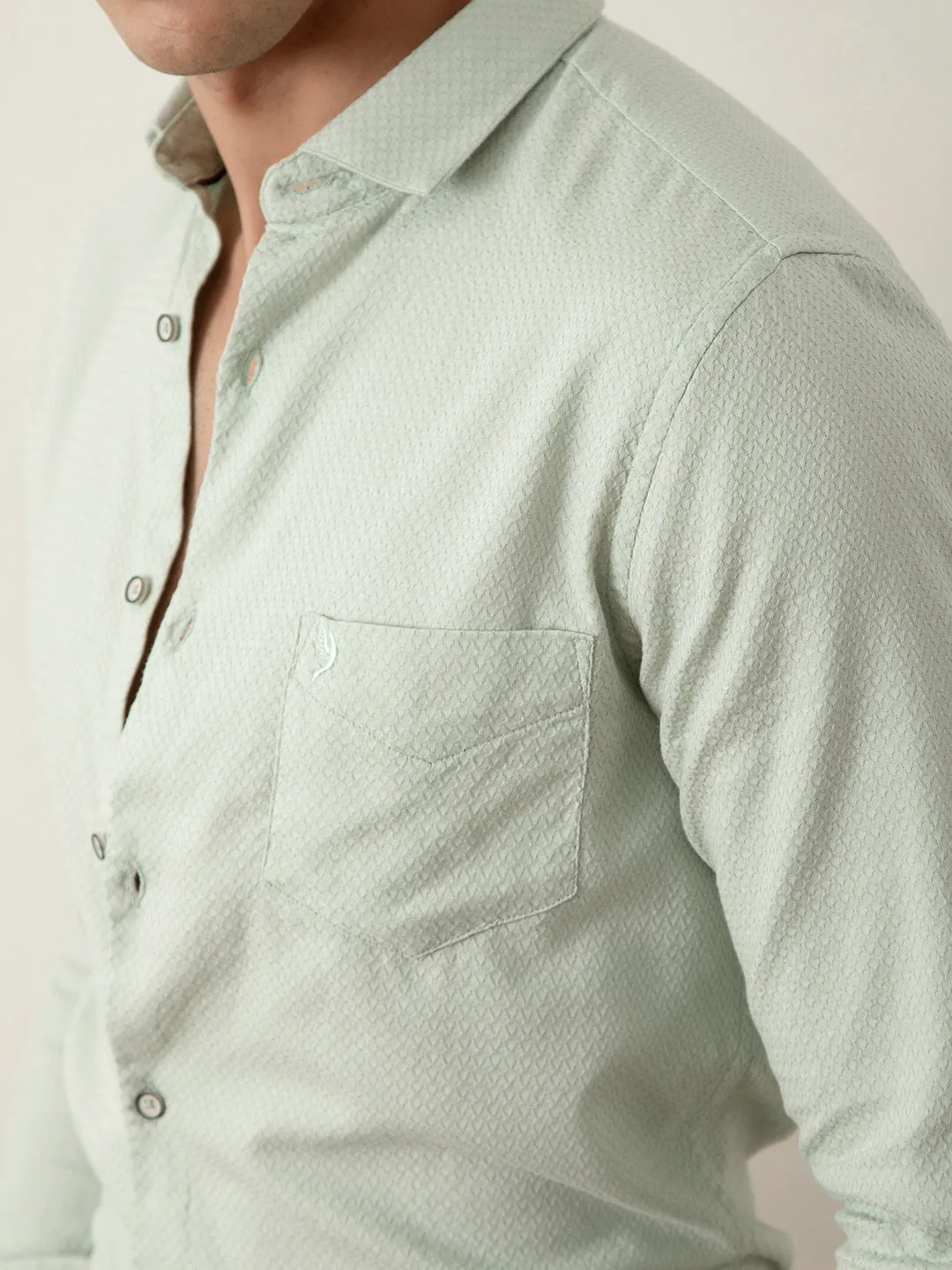 Green Plain Cotton Shirt