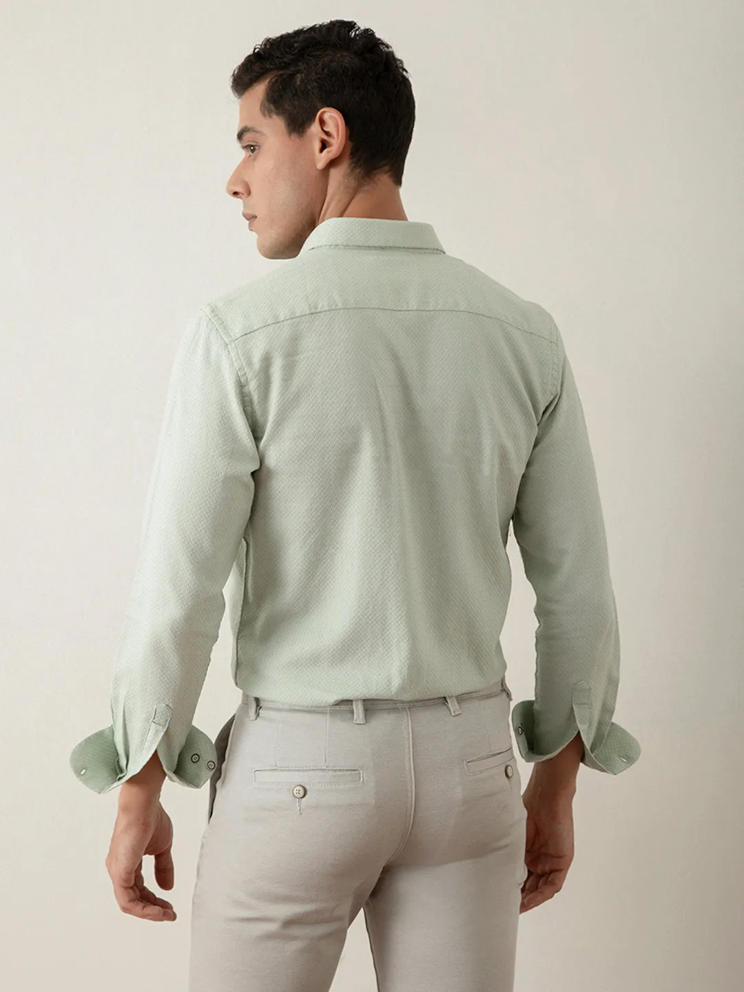 Green Plain Cotton Shirt