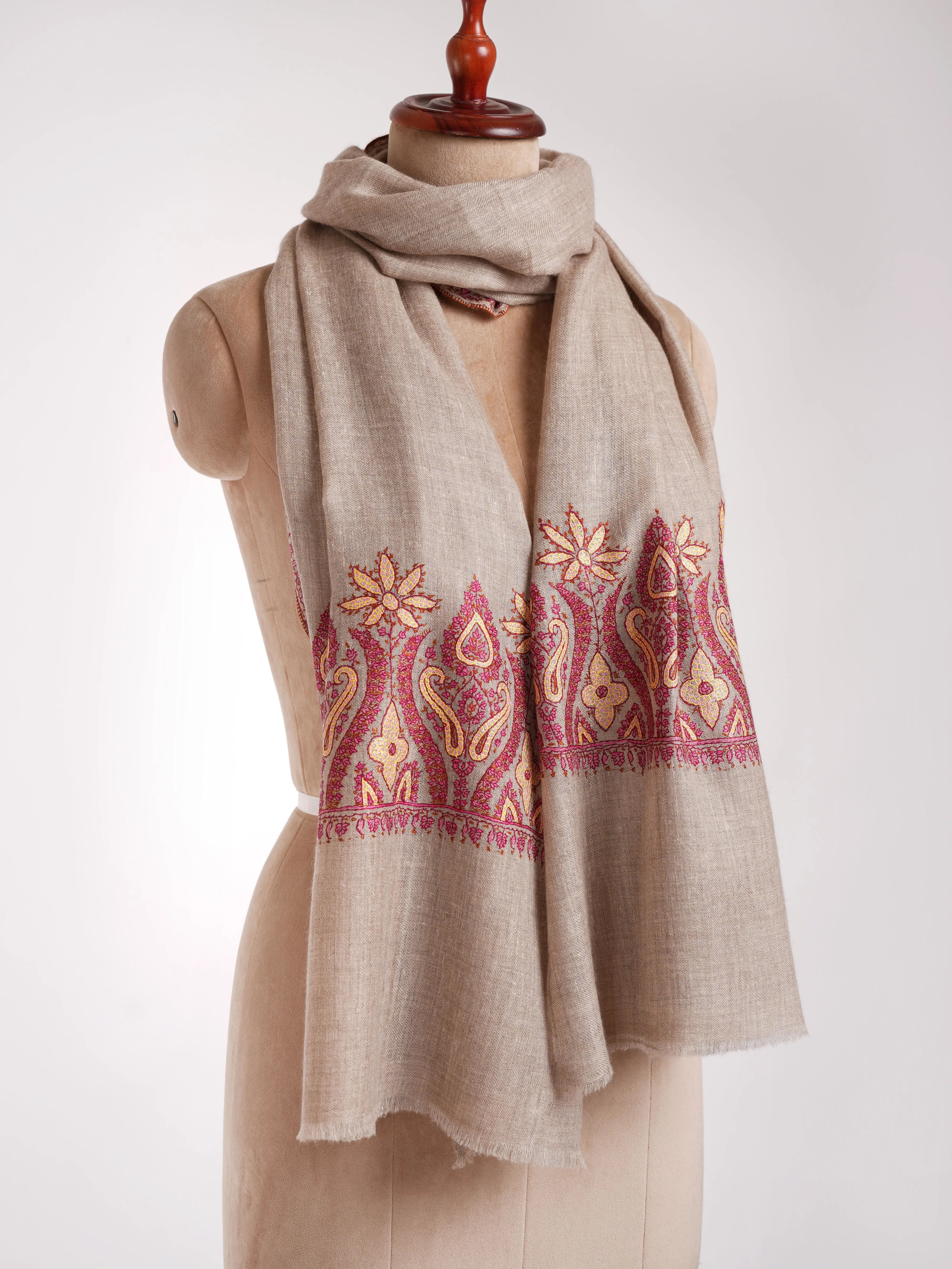 Grey Cashmere Handmade Soft Indian Scarf