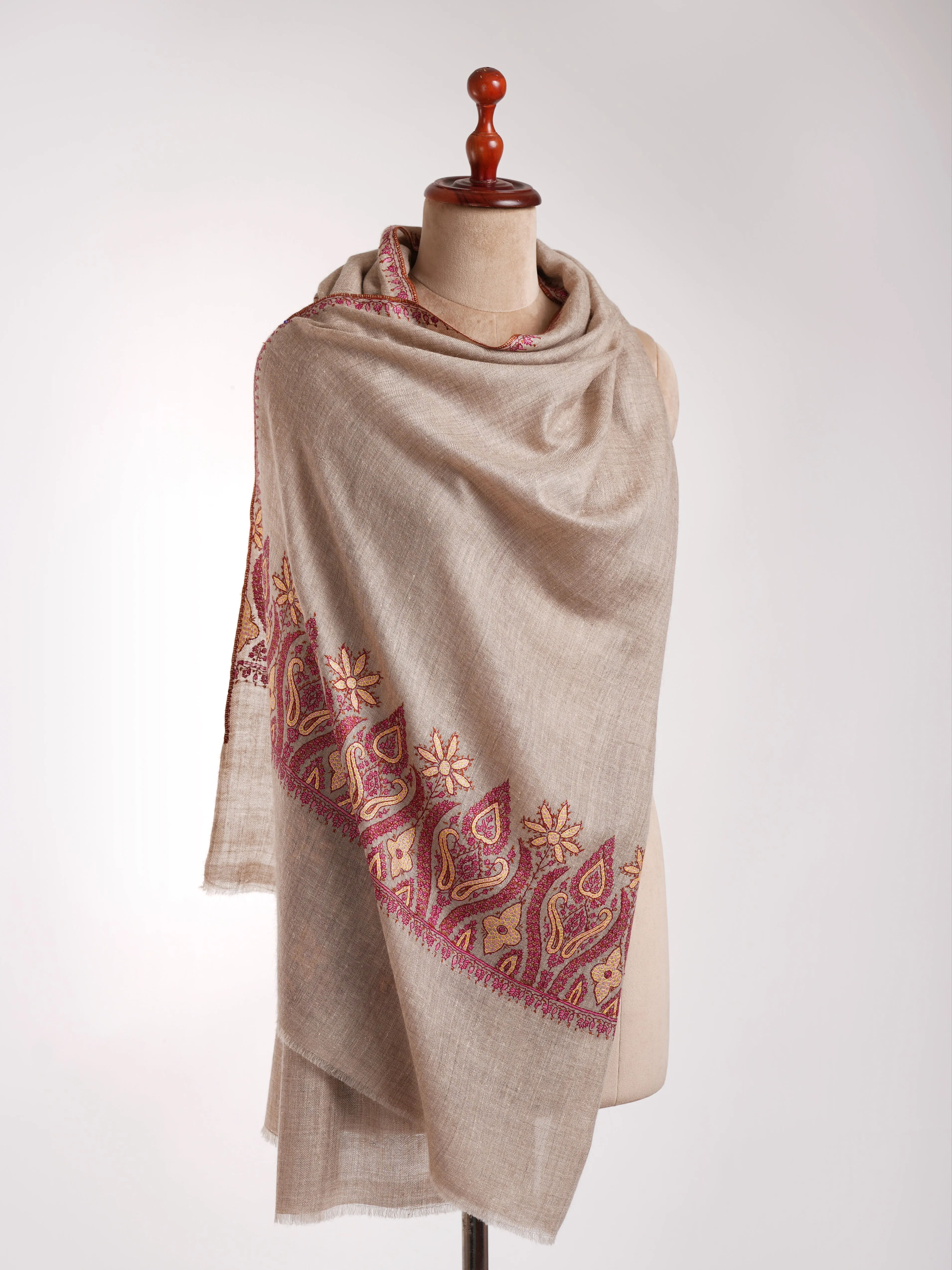 Grey Cashmere Handmade Soft Indian Scarf