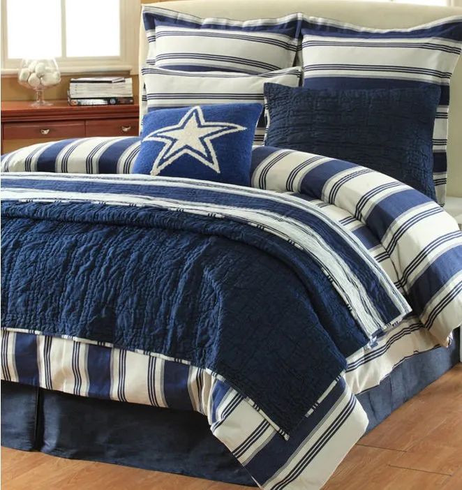 Hatteras Stripe Denim Blue Rustic Bedding Collection