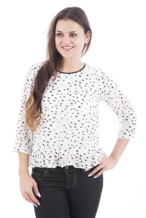 Heart Print Chiffon Top