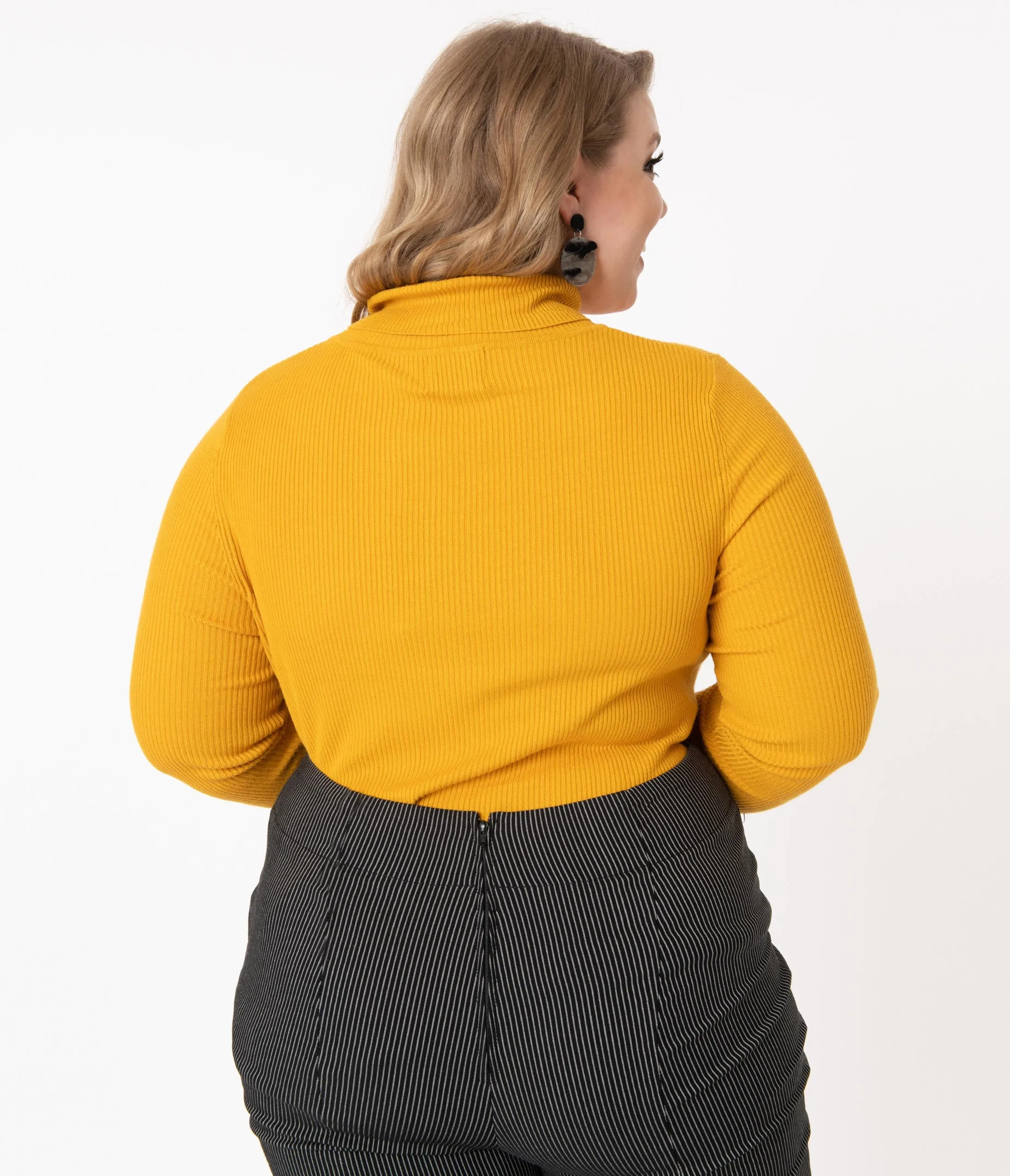 Hell Bunny Plus Size Mustard Turtleneck Spiros Top