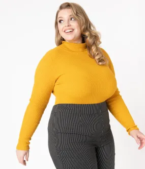 Hell Bunny Plus Size Mustard Turtleneck Spiros Top