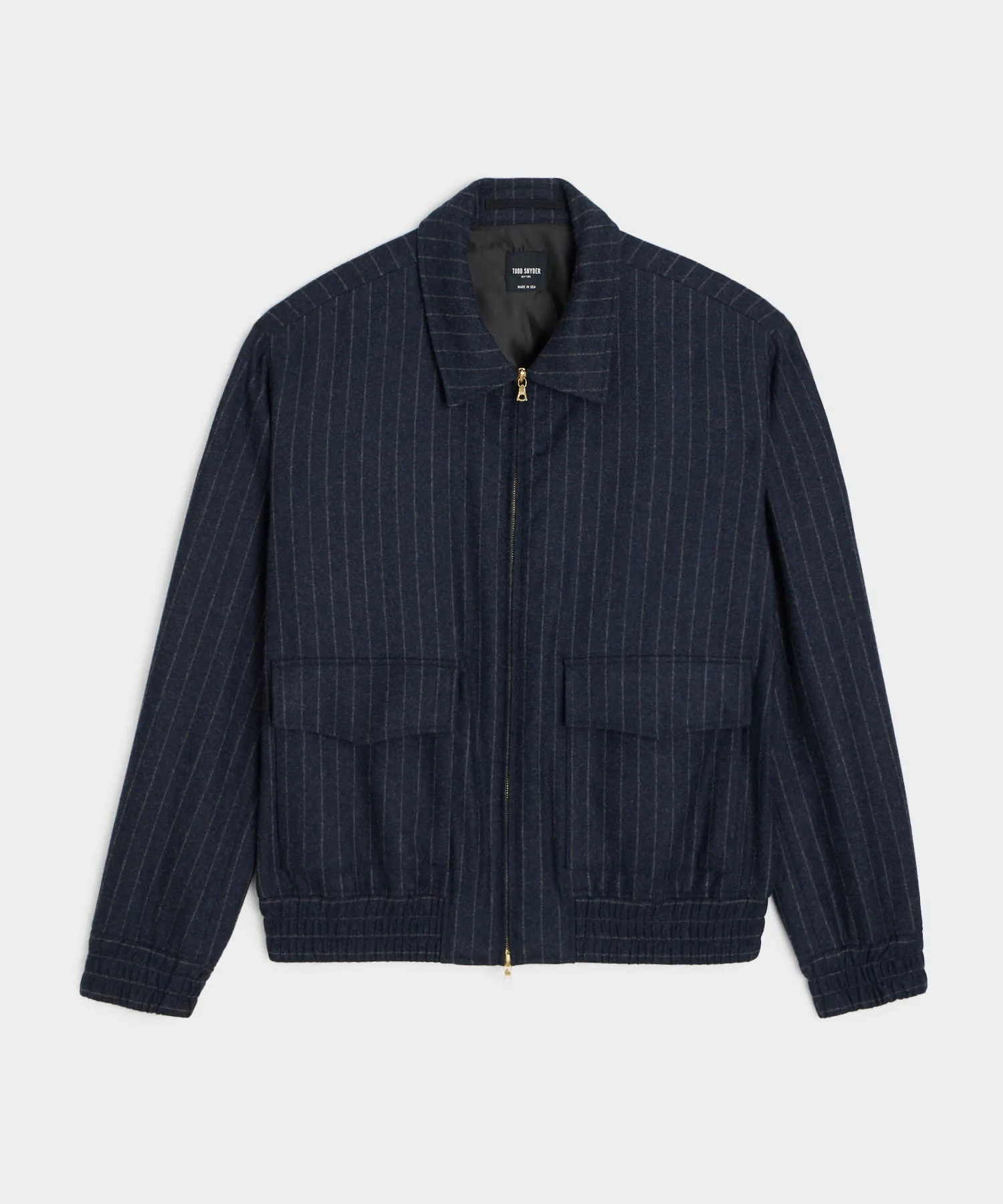 Italian Wool Grant Jacket in Navy Pinstripe