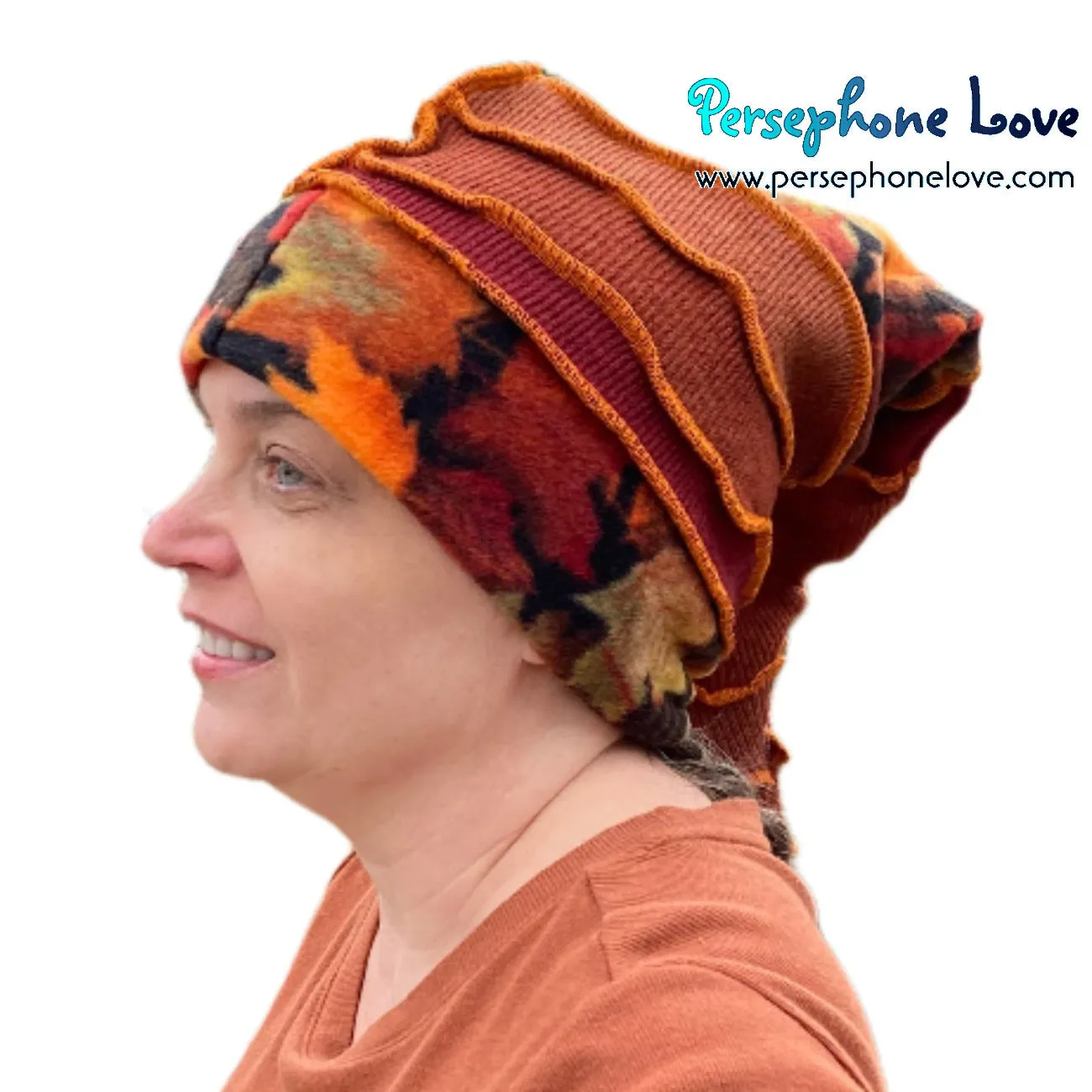 Katwise inspired fall colors 100% felted cashmere/fleece recycled sweater elf hat-1489