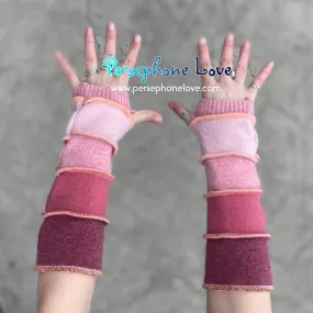 Katwise inspired needle-felted peach arm upcycled sweater warmers 90% cashmere-1378