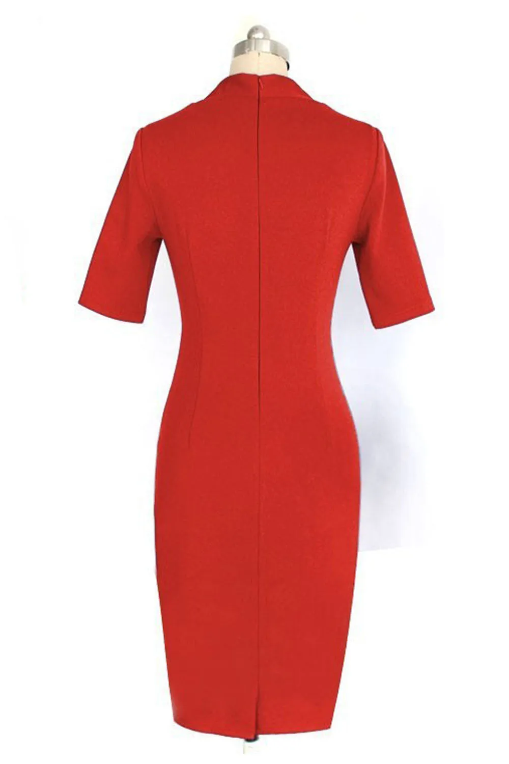 Ketty More Kate Middleton Wrinkle Collar Neck Knee Length Dress-KMWD188