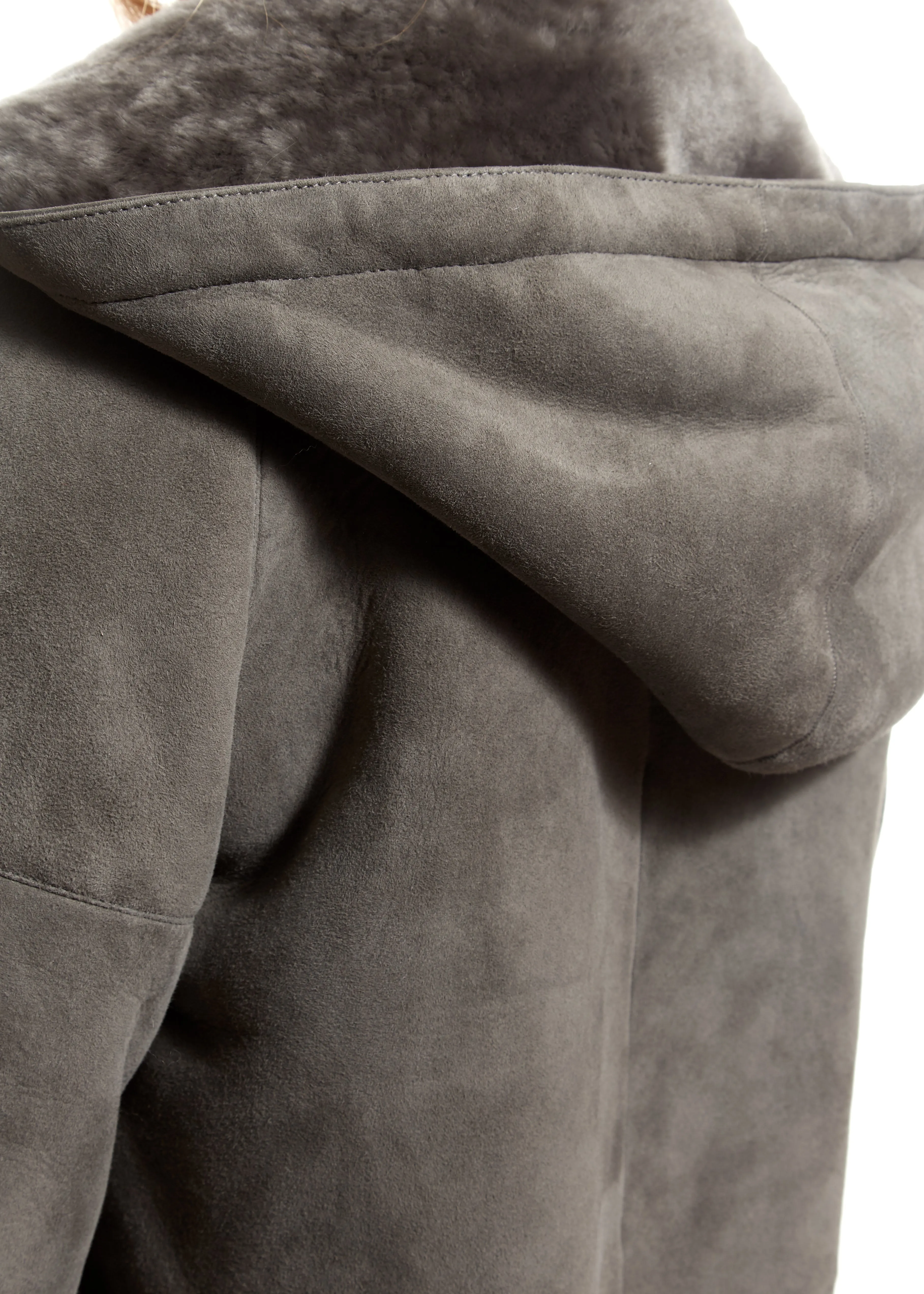 Light Grey Sheepskin Duffle Coat