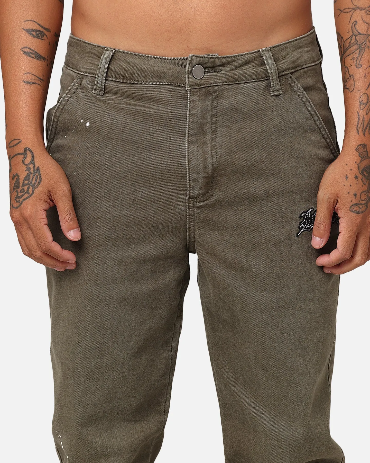 Loiter Demolition Flare Jeans Khaki