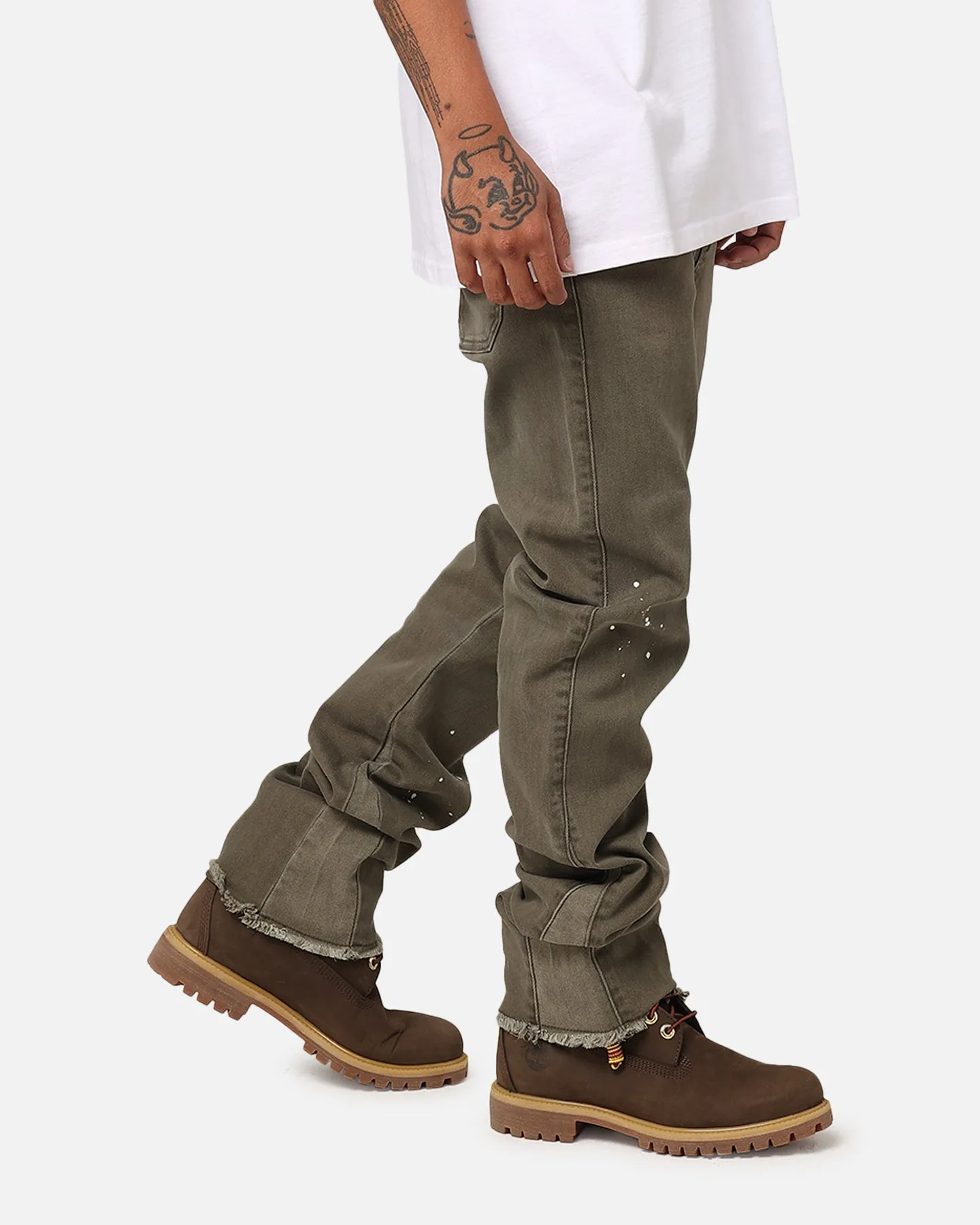 Loiter Demolition Flare Jeans Khaki