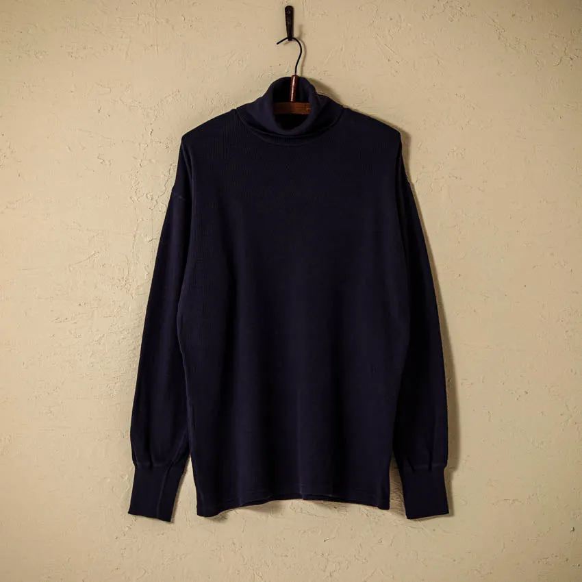 lot.54005 THERMAL TURTLENECK TEE<NAVY>