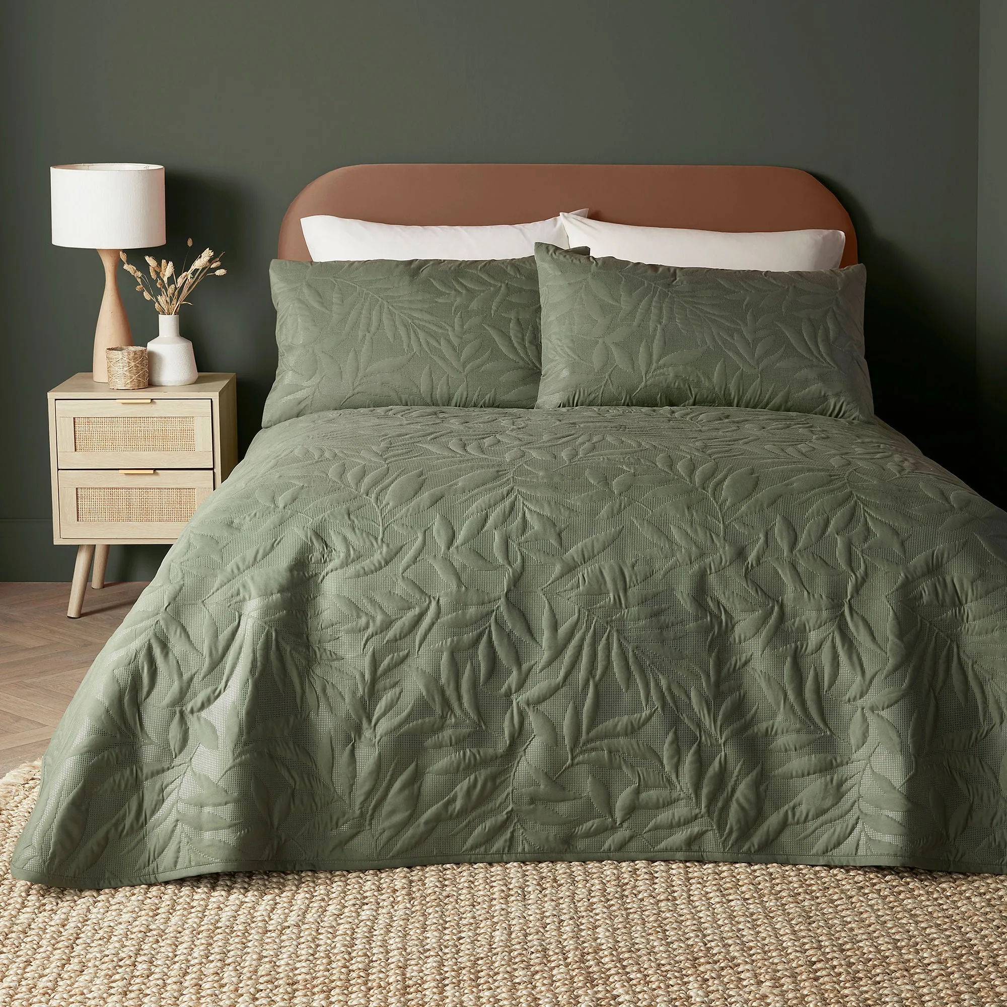 Luana Bedspread by Serene in Dark Green 200cm X 230cm