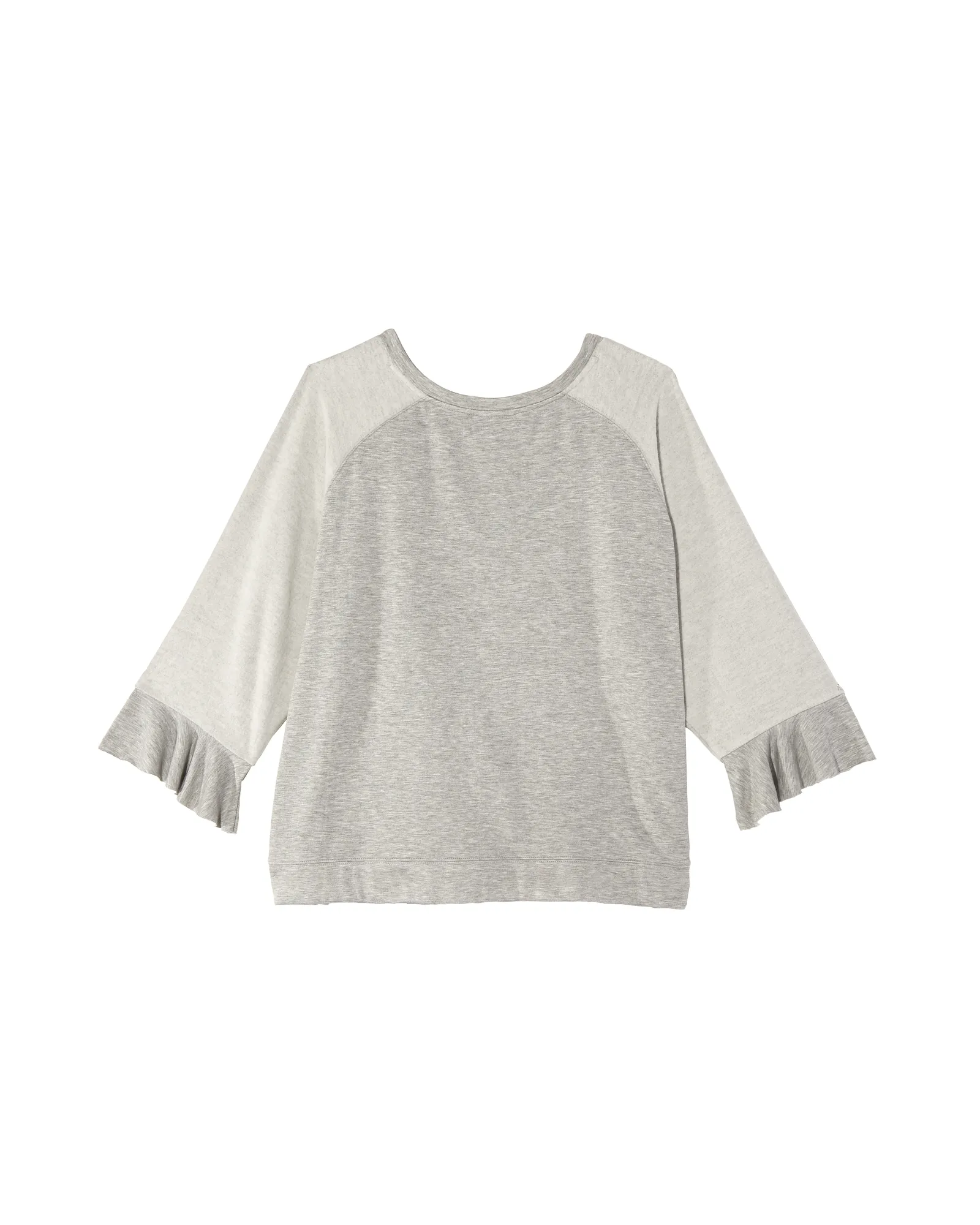 Lucia Ruffle Sleeve Pullover | Light Grey / Ivory