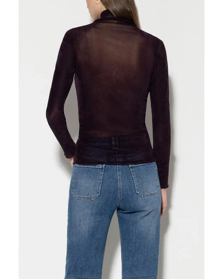 Luisa Cerano Velvet Look Mesh Turtleneck