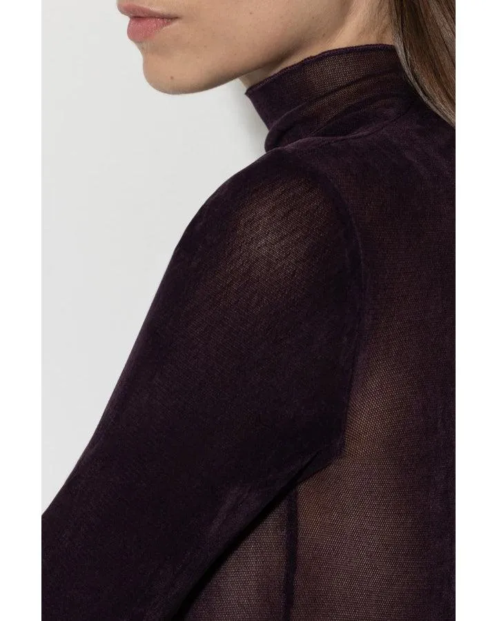 Luisa Cerano Velvet Look Mesh Turtleneck