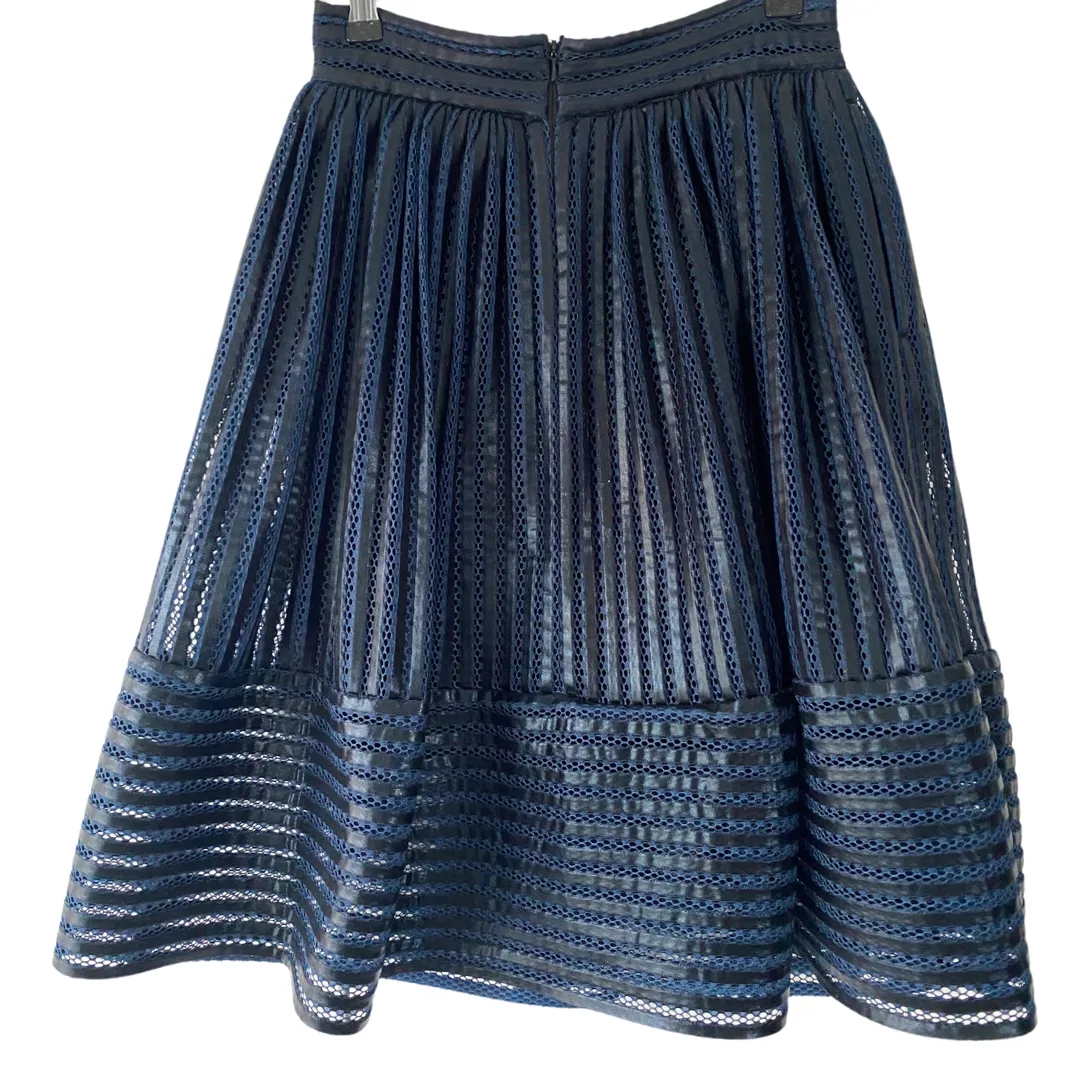 MAJE Mesh Midi Skirt Navy SIZE 10