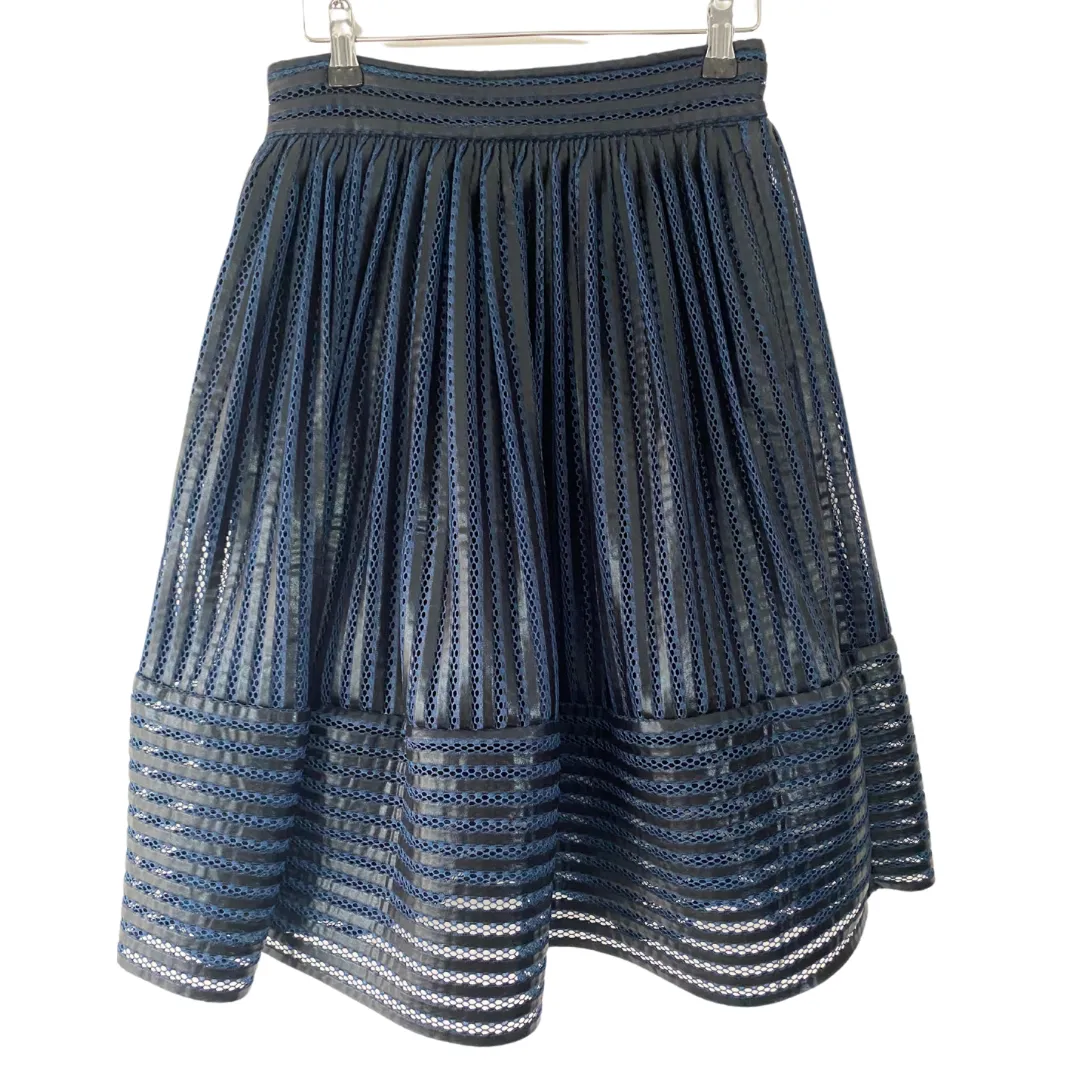 MAJE Mesh Midi Skirt Navy SIZE 10