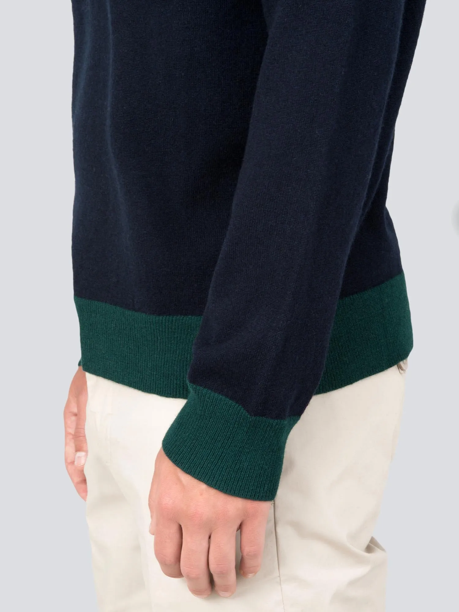 Men Turtleneck Sweater_CB_Dark Navy/Deep Green