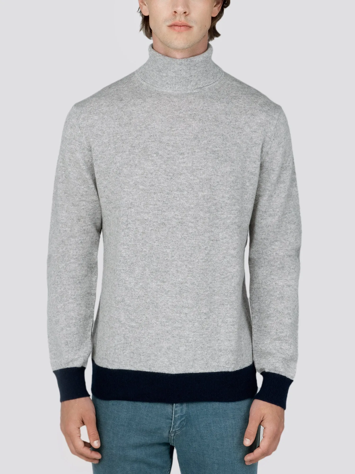 Men Turtleneck Sweater_CB_Light Grey/Navy