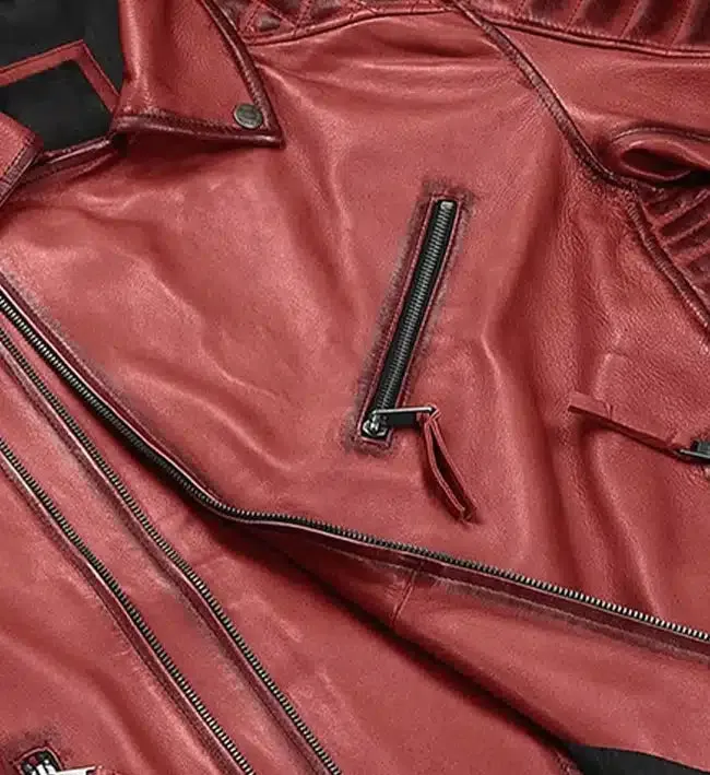 Men's Charles Burnt Red Leather Jacket