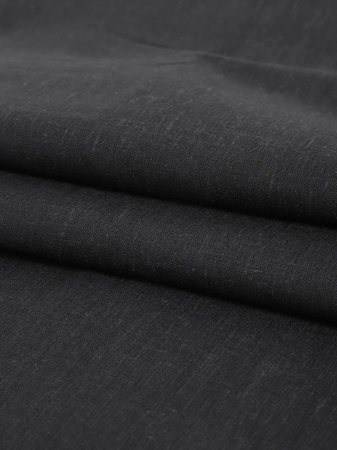 Men's Cotton Linen Blend Black Unstitched Shirt Fabric 2.25 Metres - Sojanya