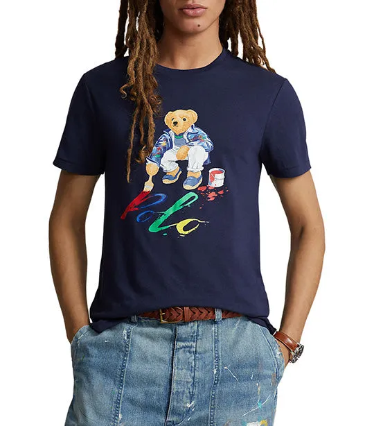 Men's Custom Slim Fit Polo Bear Jersey T-Shirt Cruise Navy Paint Bear