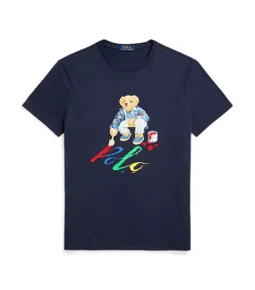 Men's Custom Slim Fit Polo Bear Jersey T-Shirt Cruise Navy Paint Bear