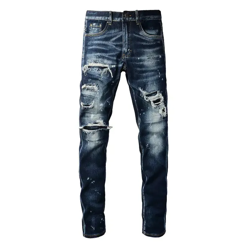 Men's Slim Hole Denim Jeans^