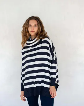 Mersea Catalina Turtleneck Sweater Navy Stripes