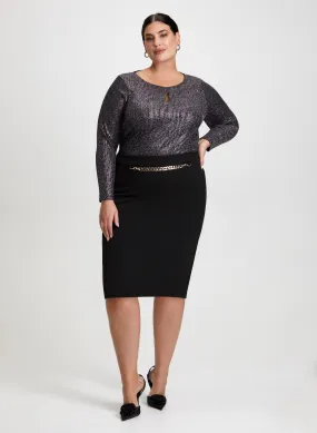 Metallic Tunic & Pencil Skirt