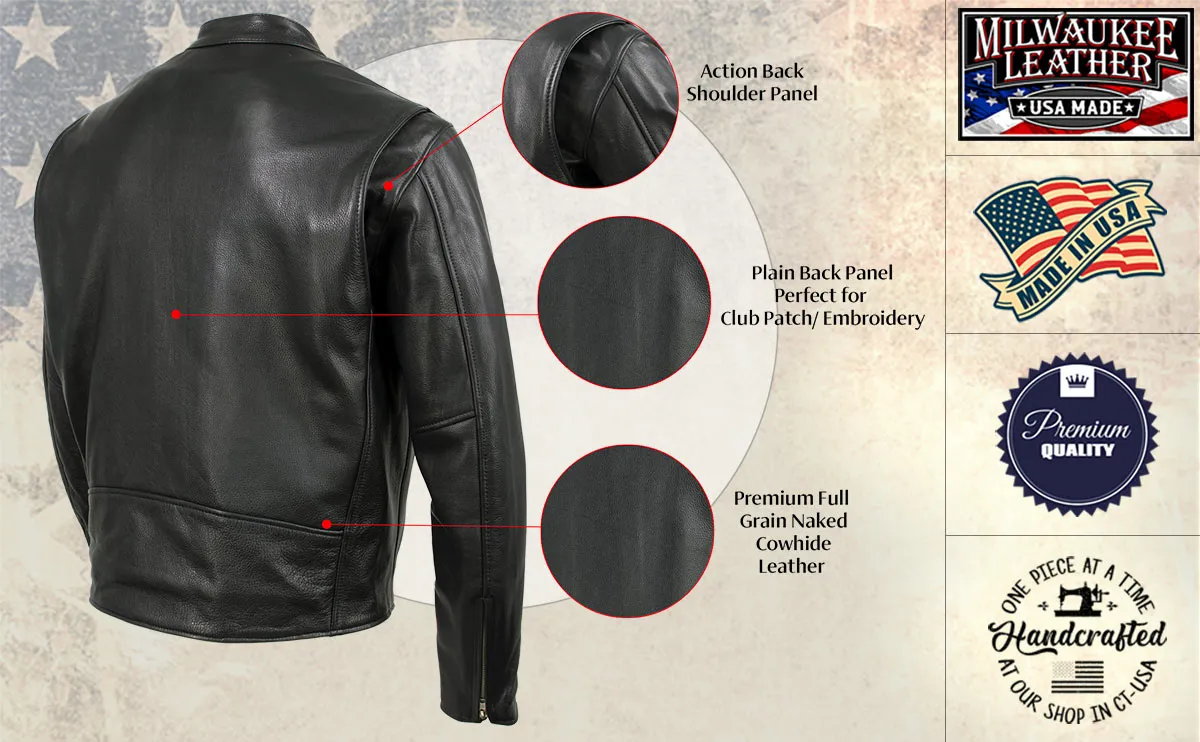 Milwaukee Leather USA MADE MLJKM5006 Men's Black 'Rumble' Premium Leather Motorcycle Jacket