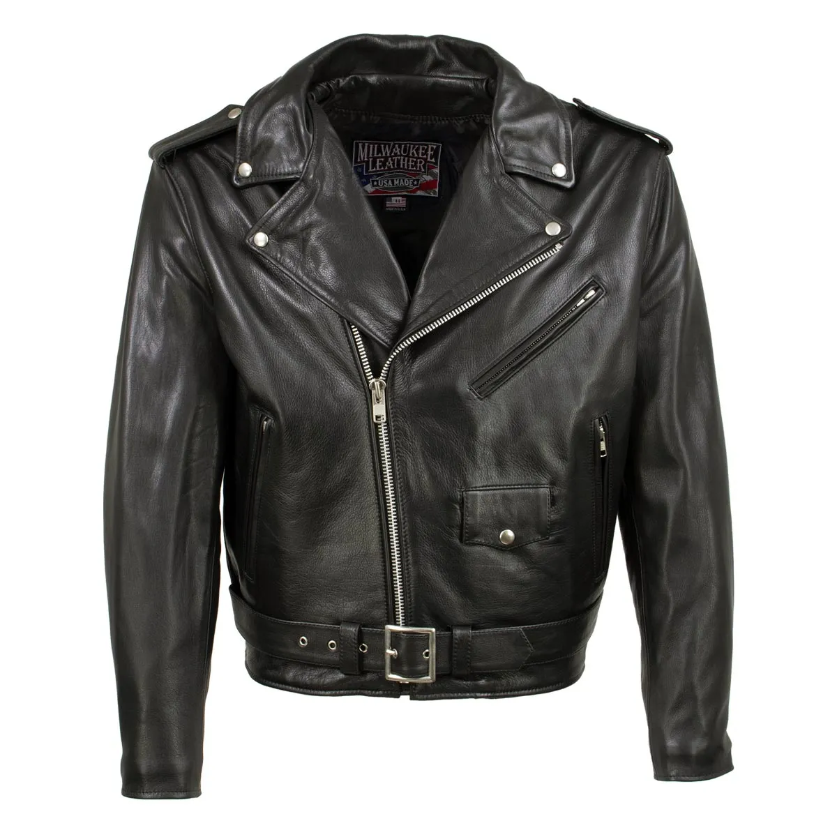 Milwaukee Leather USA MADE MLJKM5009 Men's Black 'The Dean' Premium Leather Throwback Motorcycle Jacket