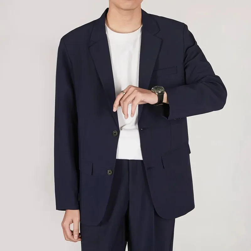 Minimalist Men's Suit Jackets Back Split Casual Single Breasted Solid Color Male Business Blazers New Simple Autumn 9C6756