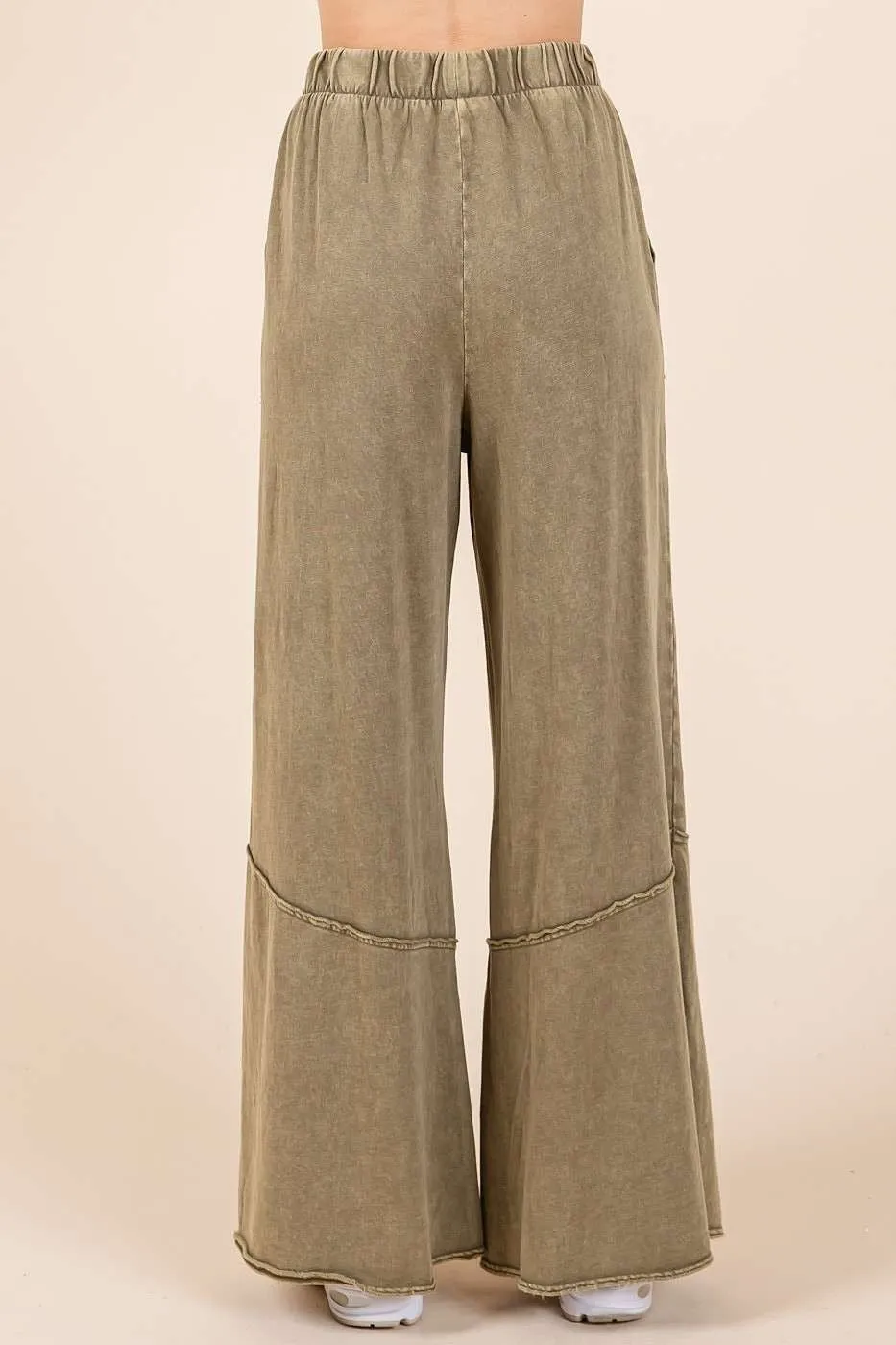 Mittoshop Mineral Washed Wide Leg Pants in Olive