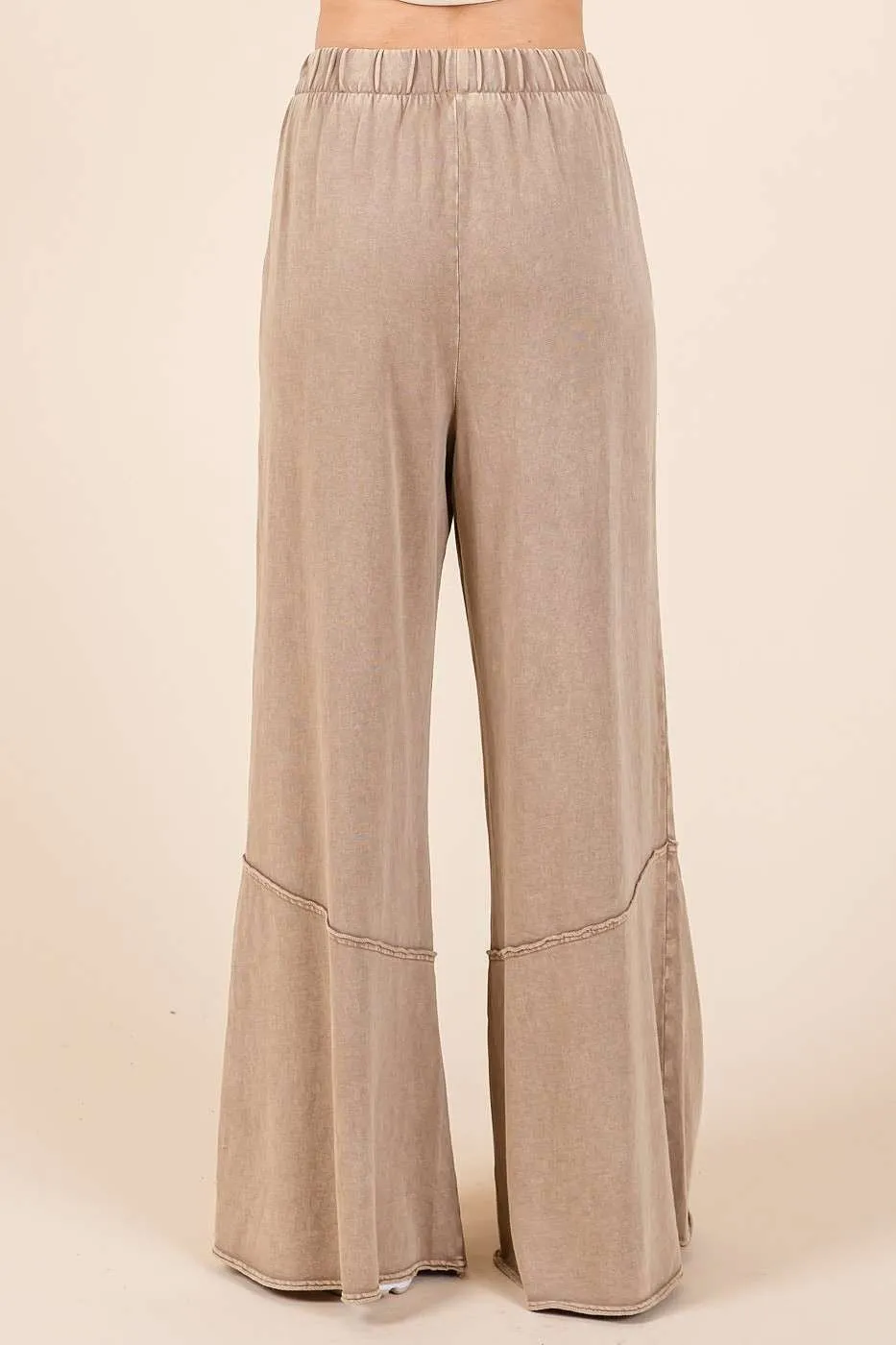 Mittoshop Mineral Washed Wide Leg Pants in Toast