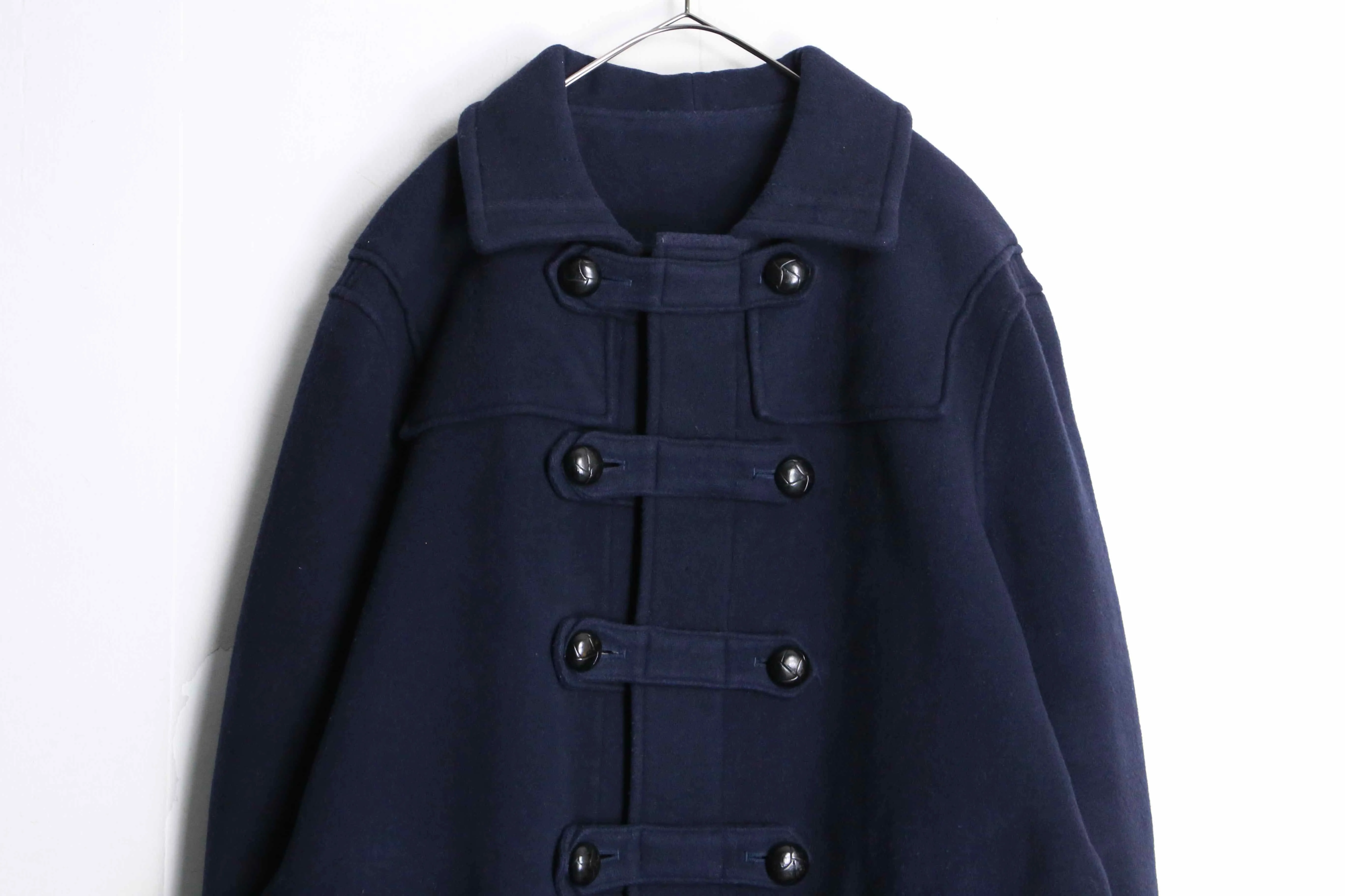 navy wool deformation duffle coat