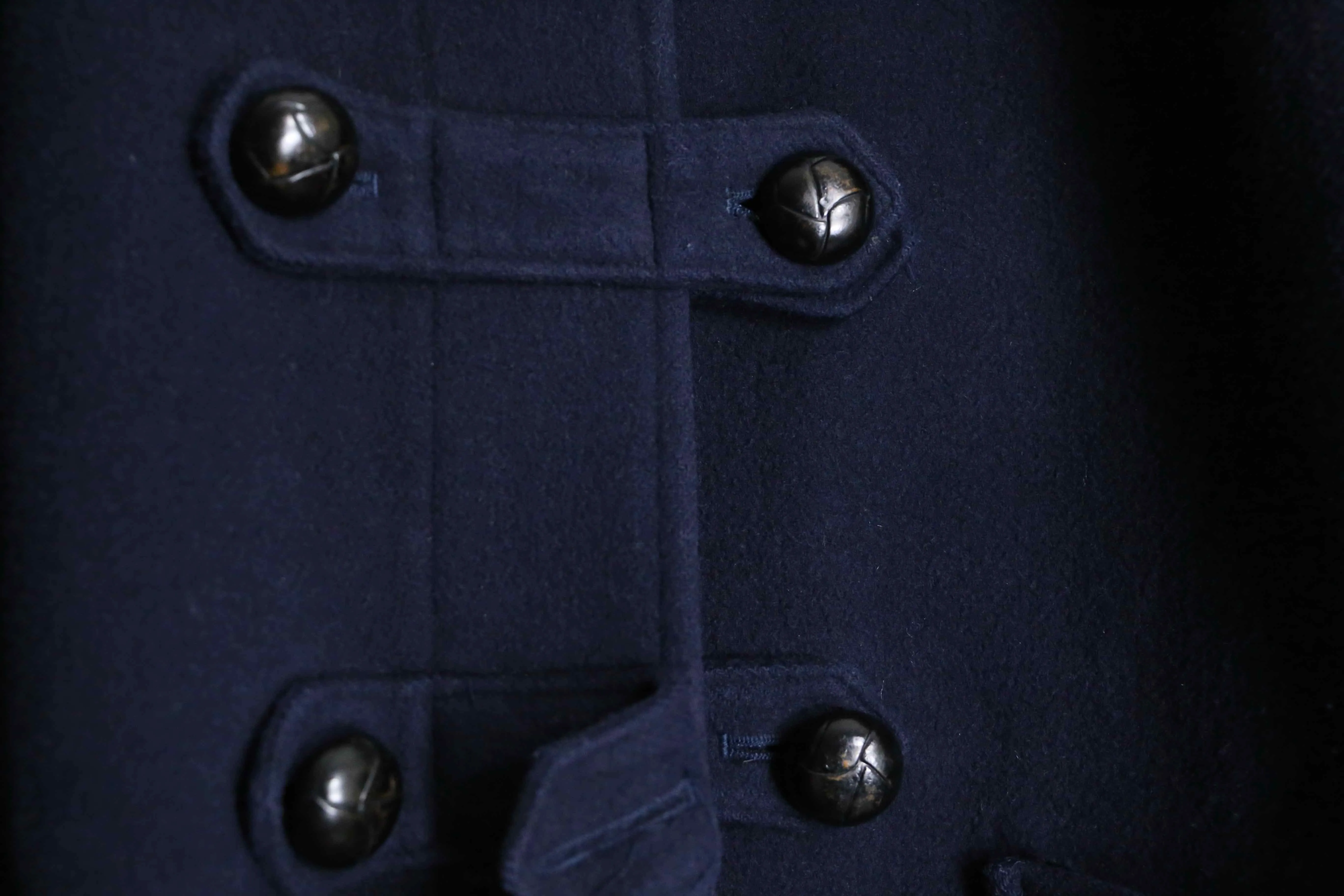 navy wool deformation duffle coat