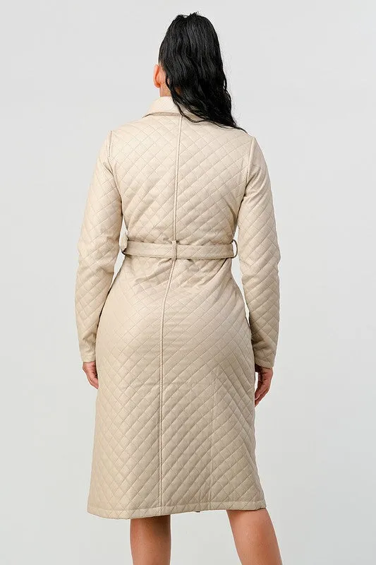 NO WORRIES Quilted Maxi Long Sleeve Coat