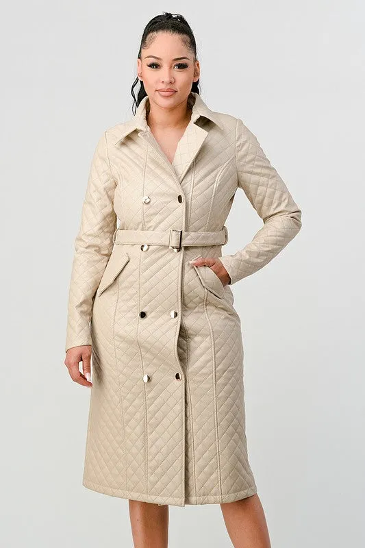 NO WORRIES Quilted Maxi Long Sleeve Coat