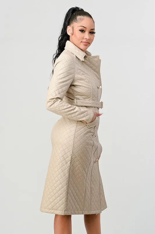 NO WORRIES Quilted Maxi Long Sleeve Coat