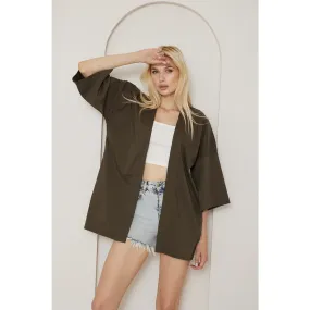 Olive Green Kimono Shawl Jacket